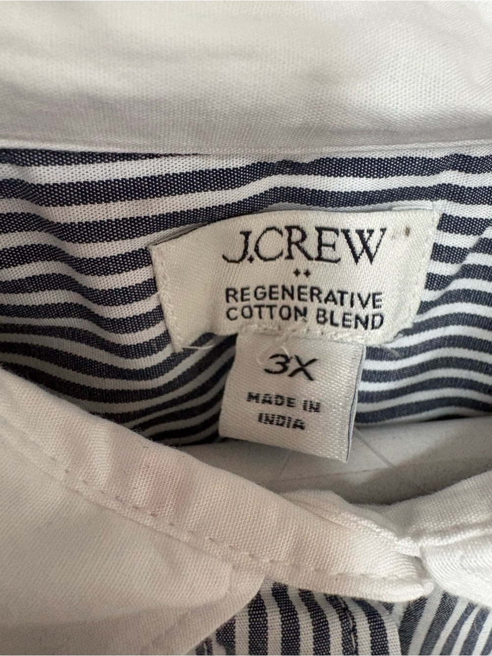 J. Crew NEW Women's Navy Pinstripe Button Shirt White Contrast Collar & Cuffs 3X - Picture 4 of 9